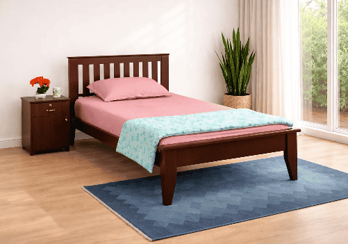 Solid Wood Single Bed and Mattress 6" Combo